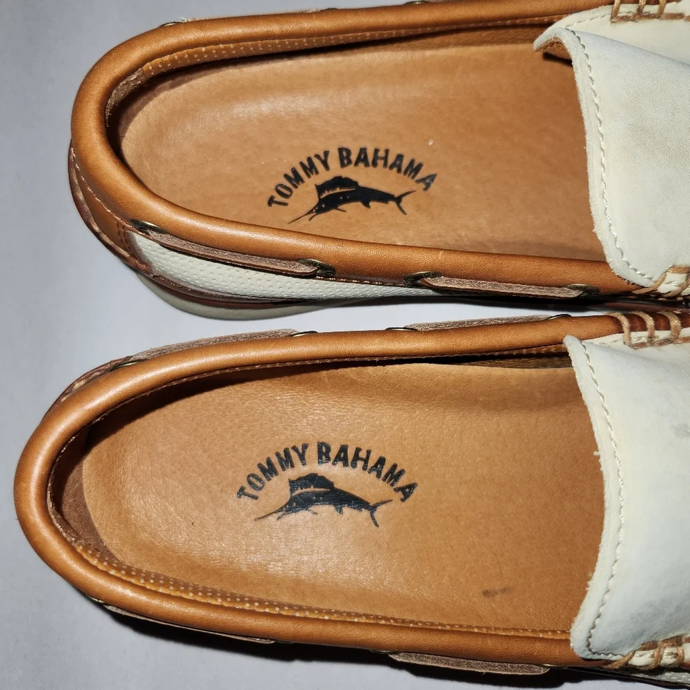 Tommy Bahama Loafer Slip On Sz 9 Oyster Leather